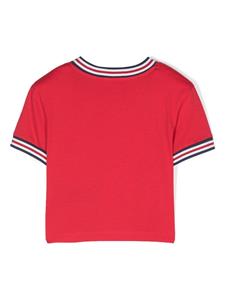 Balmain Kids T-shirt met gestreepte afwerking en logoprint - Rood
