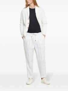 Brunello Cucinelli tapered-leg striped linen trousers - Wit