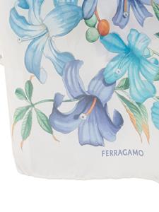 Ferragamo Sjaal met bloemenprint - Wit