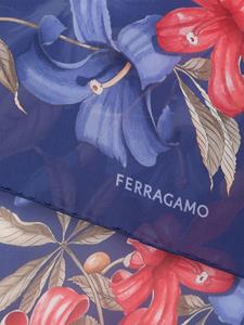 Ferragamo Sjaal met bloemenprint - Blauw