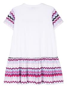 Missoni Kids logo-print zigzag cotton dress - Wit