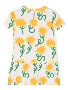Stella McCartney Kids Jersey midi-jurk met zonnebloemprint - Wit