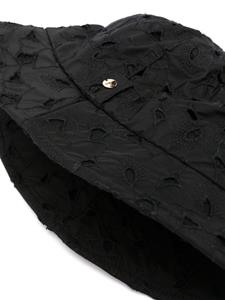 Mackintosh Vissershoed met borduurwerk - Zwart