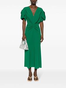 Victoria Beckham Midi-jurk met gesmockt detail - Groen