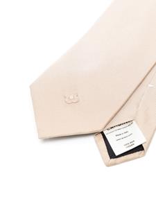Lardini Zijden stropdas met geborduurd logo - Beige