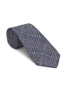 Brunello Cucinelli checked silk-linen tie - Blauw