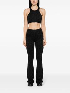 Palm Angels monogram-jacquard knitted flared trousers - Zwart