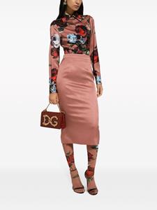 Dolce & Gabbana Stretch-zijden blouse met bloemenprint - Roze