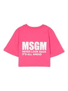 MSGM Kids Cropped T-shirt met logoprint - Roze