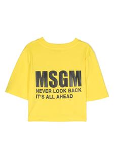 MSGM Kids Cropped T-shirt met logoprint - Geel
