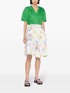 Kenzo floral-print satin A-line skirt - Wit