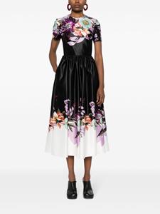 Elie Saab Midi-jurk met bloemenprint - Zwart