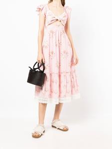 LoveShackFancy Midi-jurk met bloemenprint - Roze
