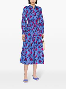 DVF Diane von Furstenberg Lux leaf-print midi dress - Blauw