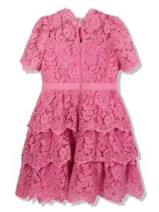 MARLO Gelaagde jurk met bloemenkant - Roze