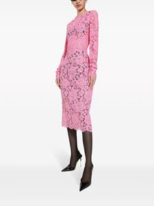Dolce & Gabbana Midi-jurk met bloemenkant en lange mouwen - Roze