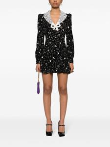 Alessandra Rich Zijden mini-jurk met bloemenprint - Zwart