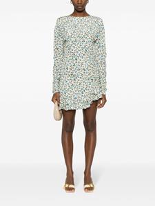 Alessandra Rich Zijden mini-jurk met bloemenprint - Beige