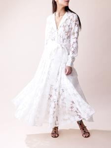 Gul Hurgel floral-lace maxi shirtdress - Wit