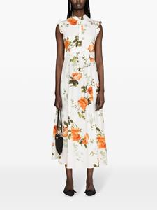 Erdem Midi-jurk met bloemenprint - Wit