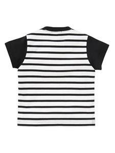 Familiar Gestreept T-shirt met borduurwerk - Zwart