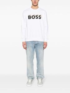 BOSS Sweater met logoprint - Wit