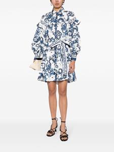 Marchesa Rosa Blousejurk met bloemenprint - Blauw