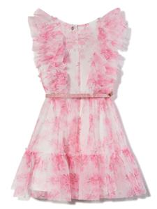 Guess kids floral-print ruffled tulle dress - Roze