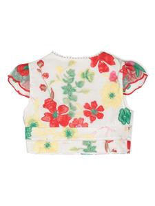 MARLO Shirt met geborduurde bloemen en kanten afwerking - Veelkleurig