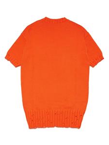 Marni Kids logo-embroidered knit dress - Oranje