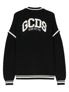 Gcds logo-embroidered cotton cardigan - Zwart