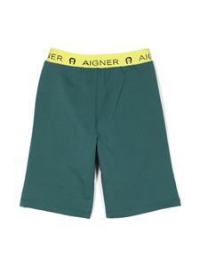 Aigner Kids Katoenen shorts met geborduurd logo - Groen