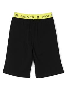 Aigner Kids Katoenen shorts met geborduurd logo - Zwart