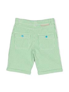 Stella McCartney Kids Gestreepte katoenen shorts met logopatch - Groen