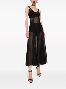 Dolce & Gabbana Flared midi-jurk met kanten vlakken - Zwart