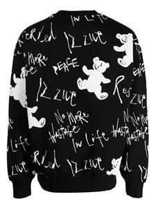Izzue Sweater met logoprint en beerpatroon - Zwart