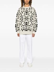 MARANT Sweater met geometrische print en logo jacquard - Beige