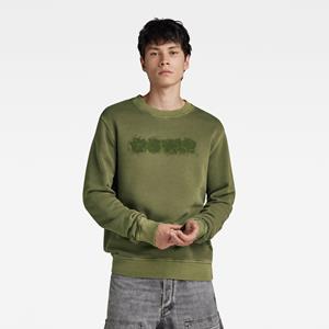 G-Star RAW Distressed Logo Sweater - Groen - Heren