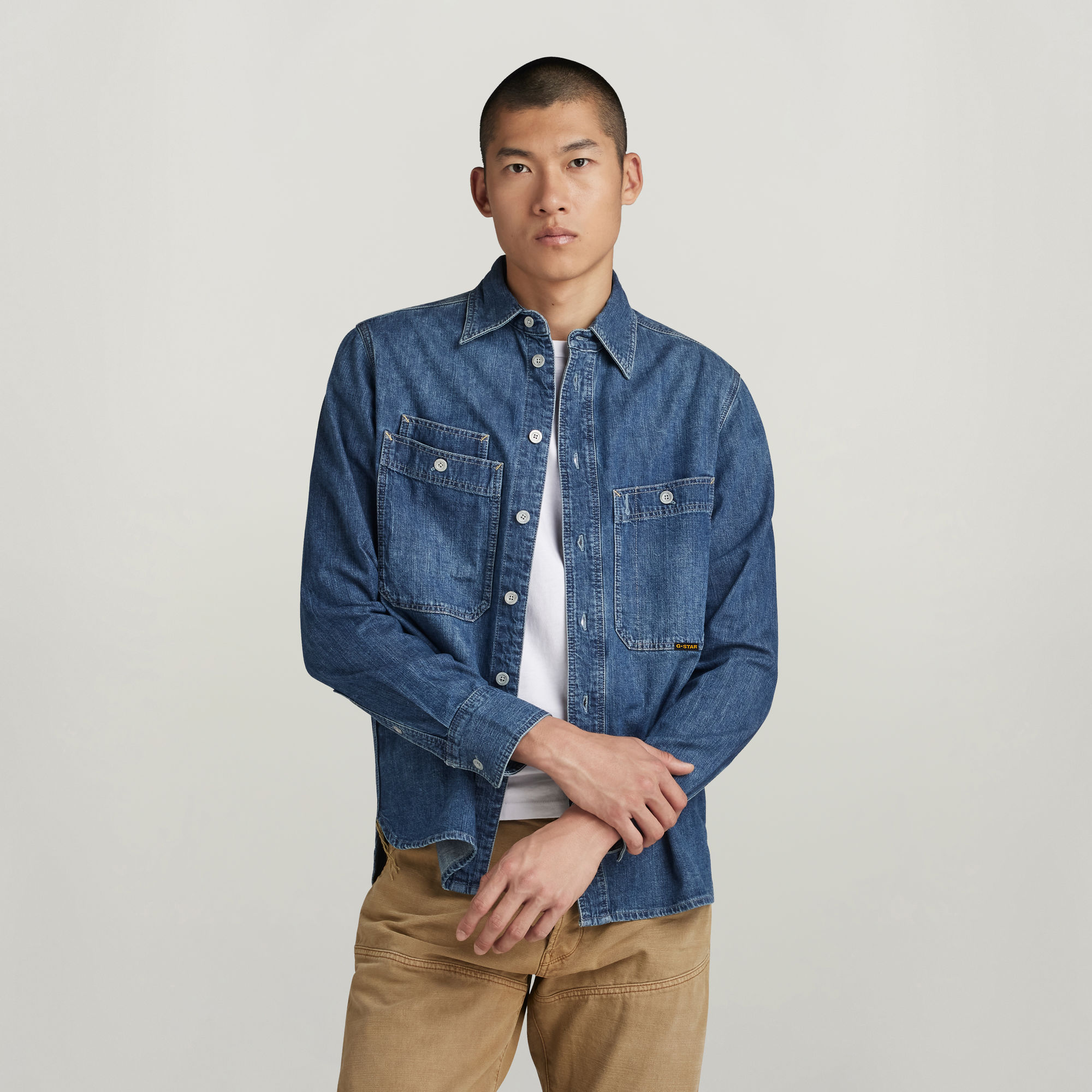 G-Star RAW Nimes Regular Shirt - Midden blauw - Heren