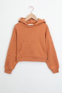 Sissy-Boy Oranje Cropped Hoodie Met Hartjes Embroidery