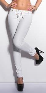 Koucla Letherlook-Pants with lacing and studs White