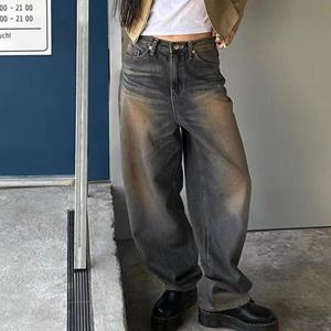 DAIPG Y2K Vrouwen Koreaanse Vintage Streetwear Baggy Jeans Hoge Taille Rechte Wijde Pijpen Broek Denim Broek Fee Grunge Alt Kleding