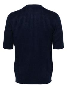 Lardini Geribbelde trui met korte mouwen - Blauw