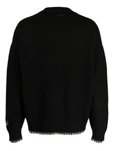 Izzue Fijngebreide trui met logo applicatie - Zwart