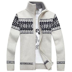 Biteman Herfst en winter herenritsjacquard slim-fit trui met opstaande kraag, casual jas, gebreid vest