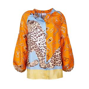 Mucho Gusto Zijden blouse carini leopard and horse bits