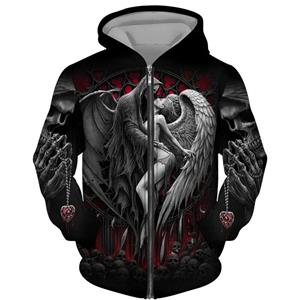 Nihao Fashion 3D All Over Printed Black Hoodie/Jacket Unisex Gothic Zipper Sweatshirt Personality Men's Pullover Street Wear