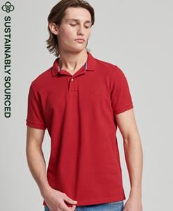 Superdry Mannen Essential Piqué Poloshirt van Biokatoen met Klassieke Pasvorm Rood