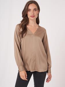REPEAT cashmere Zijden A-lijn blouse