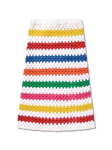 Nessi Byrd Kids Siena striped cotton crochet skirt - Wit